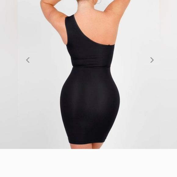 POPILUSH Shapewear One Shoulder Cutout Tummy Control Mini Dress - Picture 2 of 9